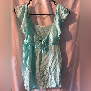 Maurices Light Blue Ruffle Sleeve Blouse